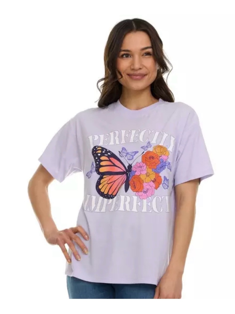 Perfectly Imperfect Lavender Graphic Tee with Butterfly